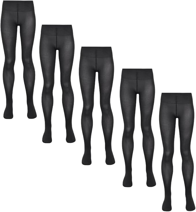 (5 Pack) Girls Tights CHARCOAL
