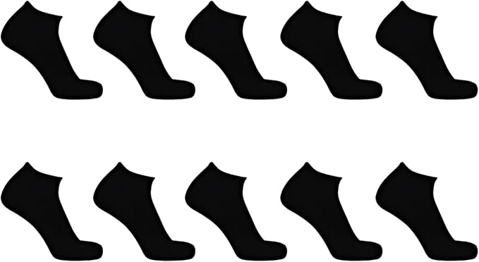 (10 Pack) Kids Bamboo Trainer Socks BLACK