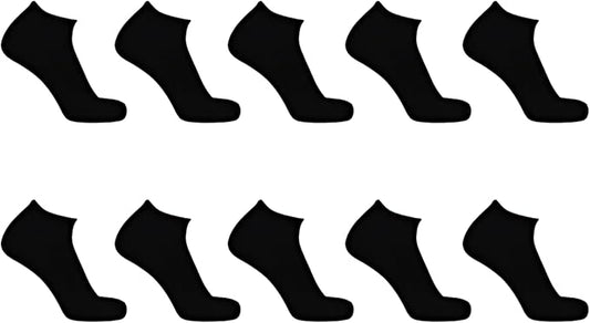 (10 Pack) Kids Bamboo Trainer Socks BLACK