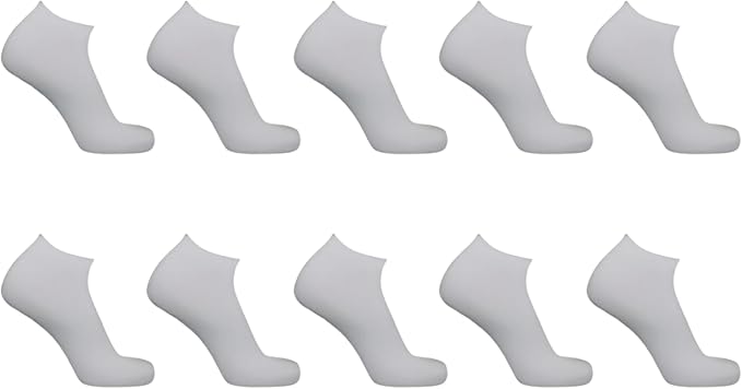 (10 Pack) Kids Bamboo Trainer Socks WHITE