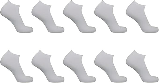 (10 Pack) Kids Bamboo Trainer Socks WHITE